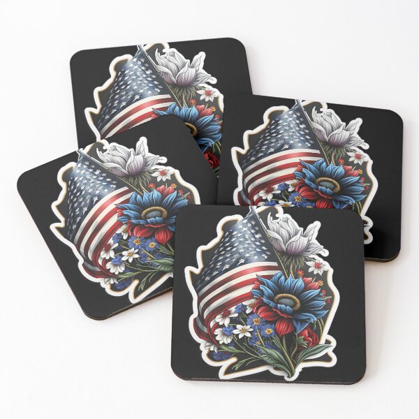 Item preview, patriotism flowers USA flag independence day red white navy blue designed and sold by Aroczan.