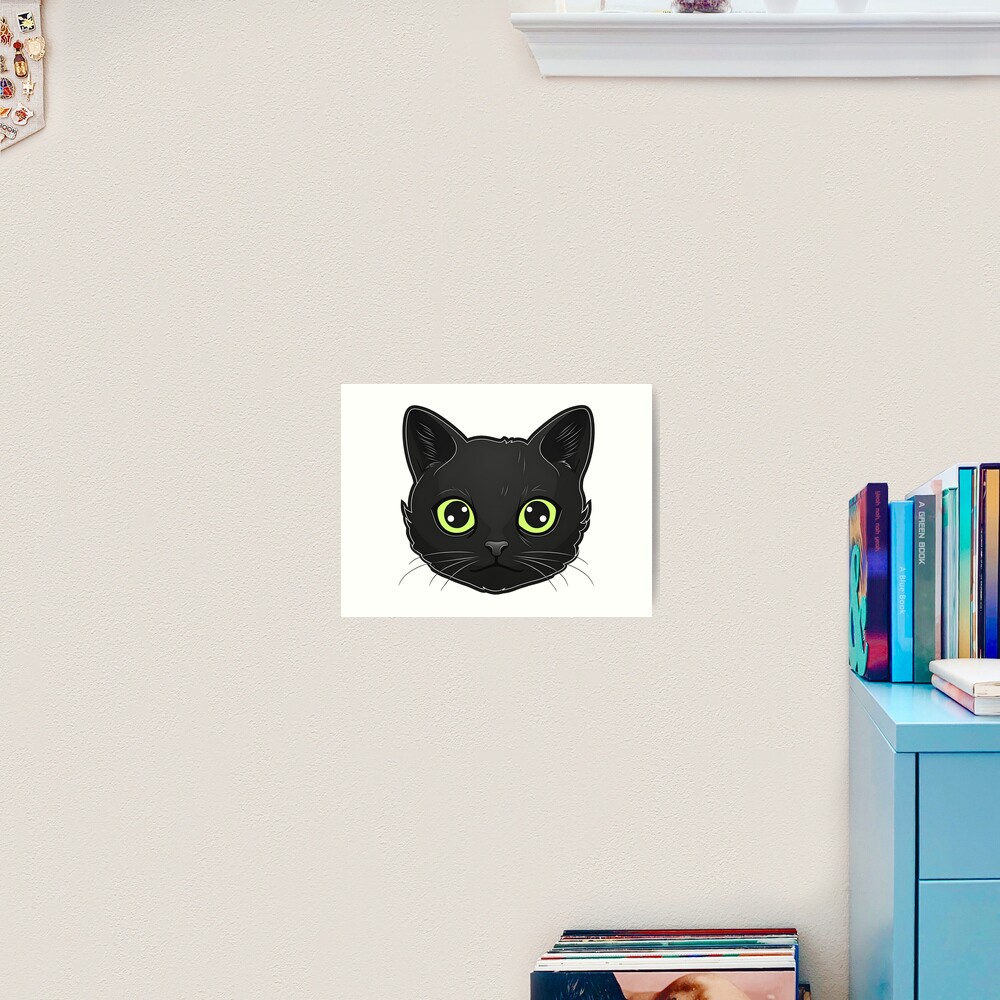 Black Cat with Green Eyes Poster for Sale by QueenKaffeine