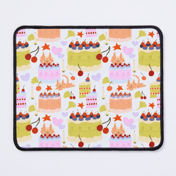 Artikelvorschau, Kirschkuchen & Katze; Was für eine Party! (Blau) – Geschenkpapier zum Geburtstag, Grußkarte entworfen und verkauft von sourplum-studio.