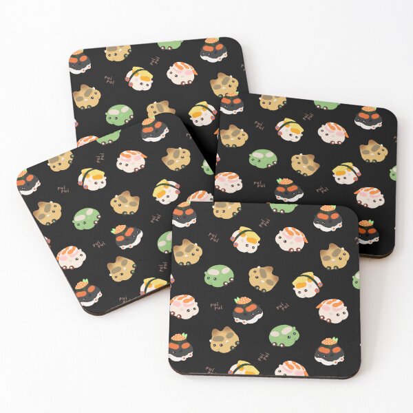 Item preview, Sushi Molcars Assorted Pui Pui Molcar Characters Toss Design - Black designed and sold by BlossomCreative.