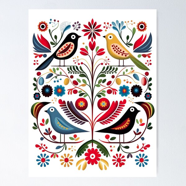 Item preview, Hygge Scandinavian Cottagecore Design of 4 Birds designed and sold by Kalligraphika.