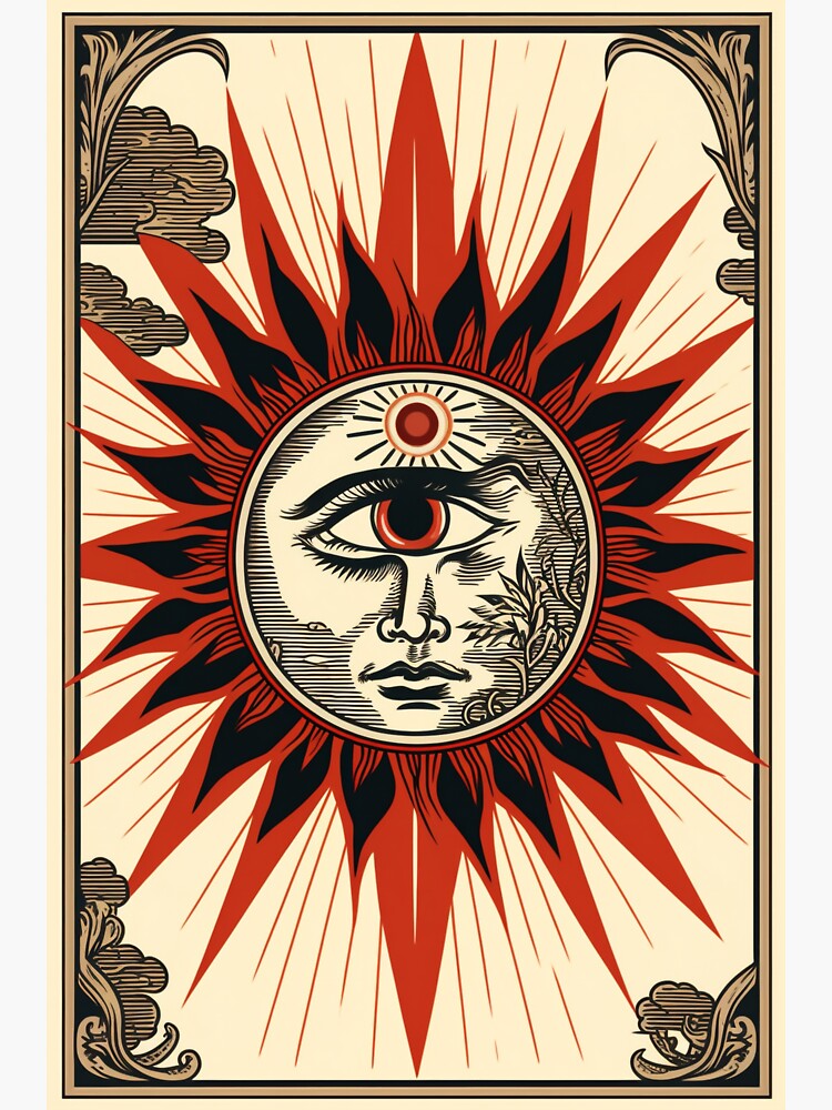 Psychedelic Sun Tarot Card Illustration Sticker for Sale by mind-melt-er