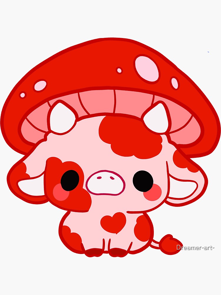 Mushroom Cow matte Vinyl Sticker - Kawaii Stickers - Cute - Decal cut