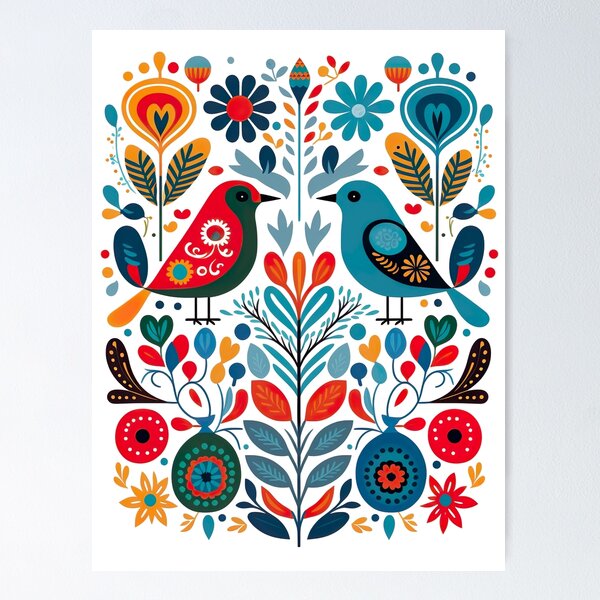 Item preview, Hygge Scandinavian Cottagecore Design of 2 Birds designed and sold by Kalligraphika.
