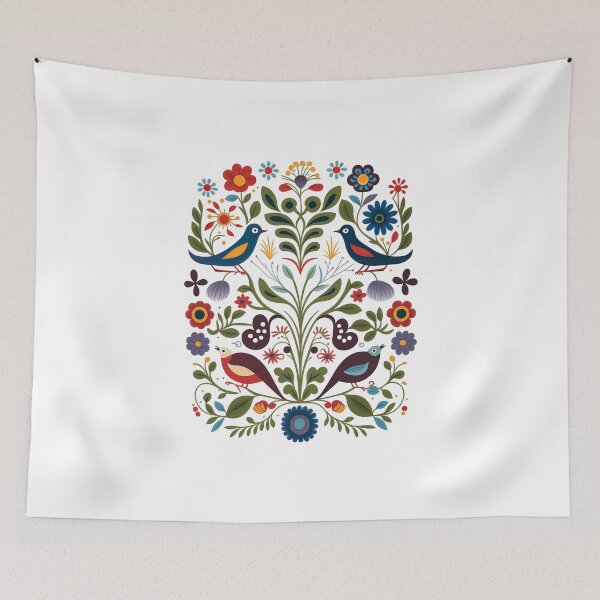 Item preview, Hygge Scandinavian Cottagecore Design of Birds and Flowers designed and sold by Kalligraphika.