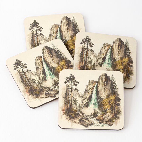 Item preview, Yosemite Waterfall colored pencil sketch designed and sold by B.B. Knolls.