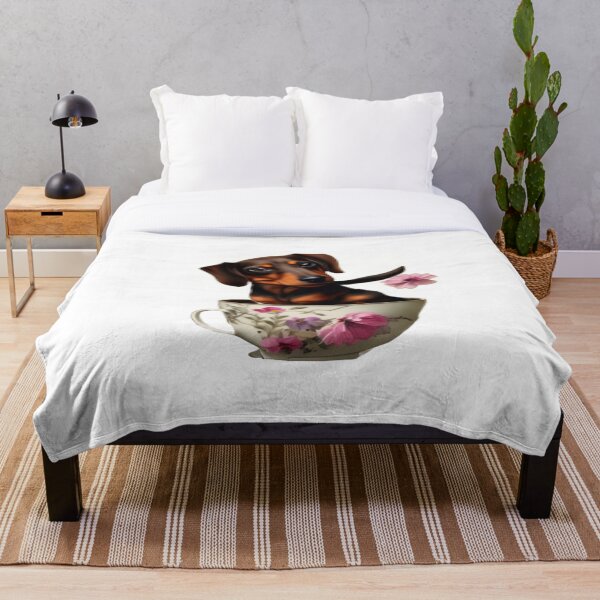 Item preview, Dachshund en taza de té floral designed and sold by BeansHotTees.