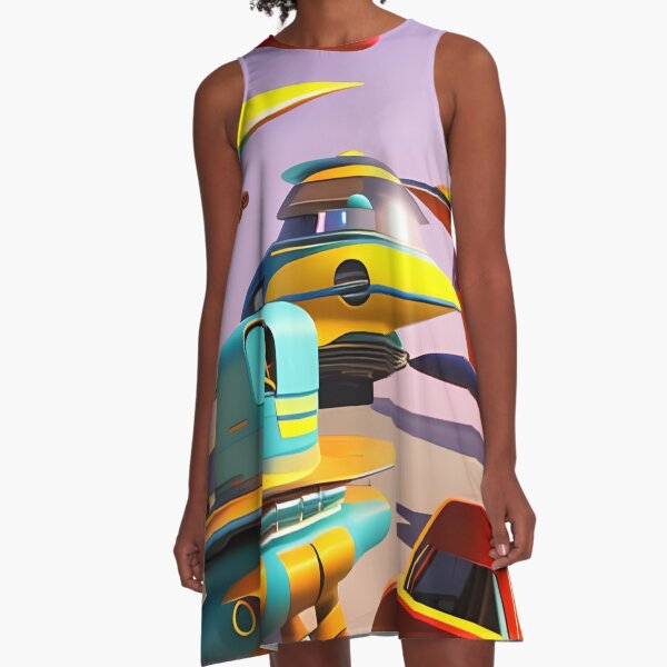 MidCentury Visions (Space and Robots 3) A-Line Dress