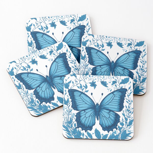 Item preview, Blue Butterfly on Flower - Naturalistic Cyanotype Silk Screen Print designed and sold by AndyNgn.