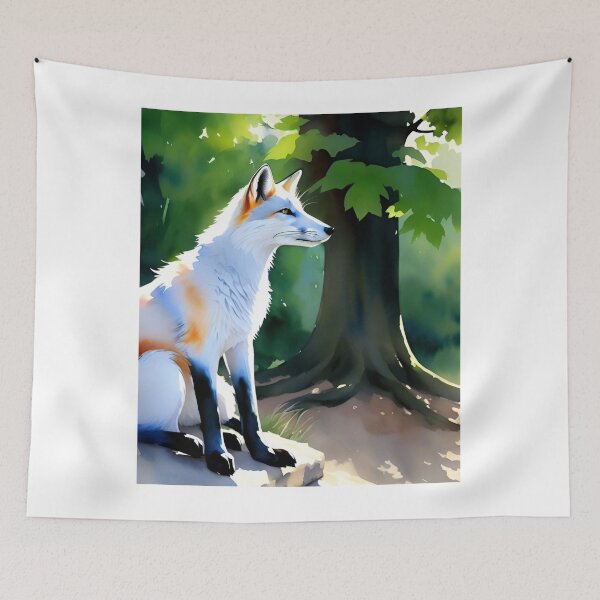Item preview, zorro blanco debajo del árbol designed and sold by Aryabek.