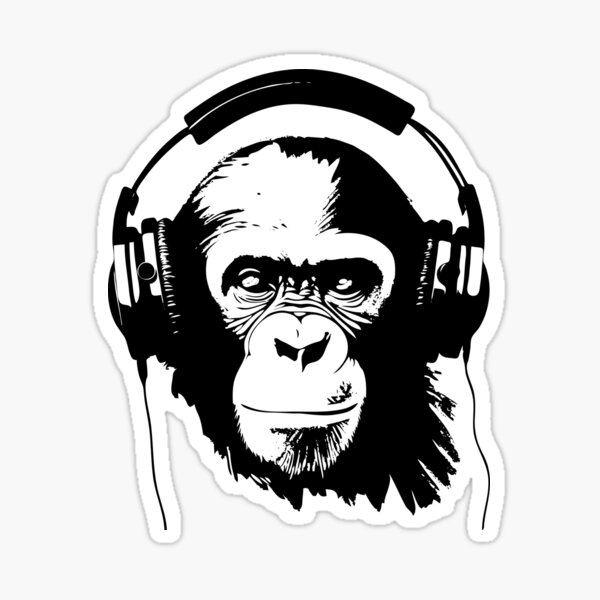 Item preview, Banksy Style, Monkey Wearing Headphones, Listening to Music, Stencil designed and sold by objectiveuno.