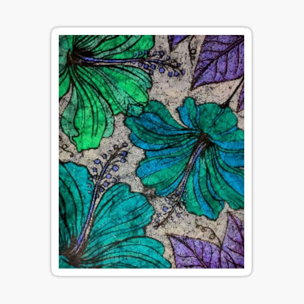 Blue Hibiscus Batik Sticker