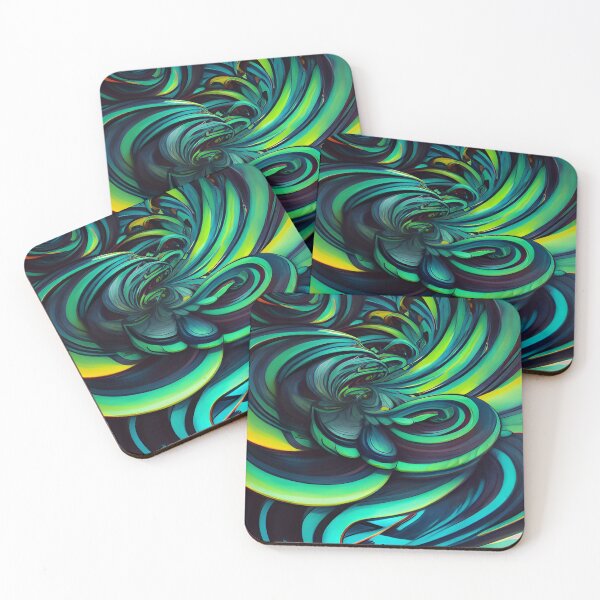 Item preview, Abstract Cool Green and Turquoise Swirls and Twirls Flower Stems Growing in the Wild  designed and sold by deniselynnimage.