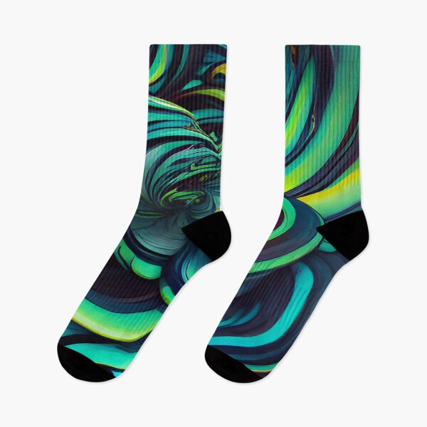Item preview, Abstract Cool Green and Turquoise Swirls and Twirls Flower Stems Growing in the Wild  designed and sold by deniselynnimage.