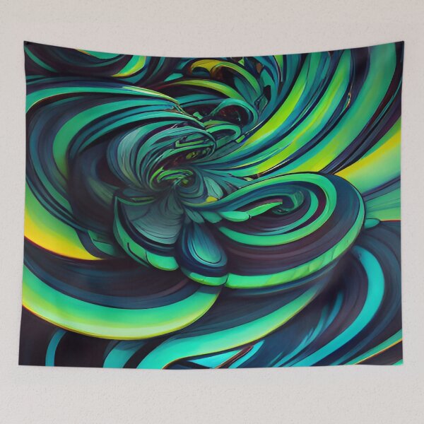 Item preview, Abstract Cool Green and Turquoise Swirls and Twirls Flower Stems Growing in the Wild  designed and sold by deniselynnimage.