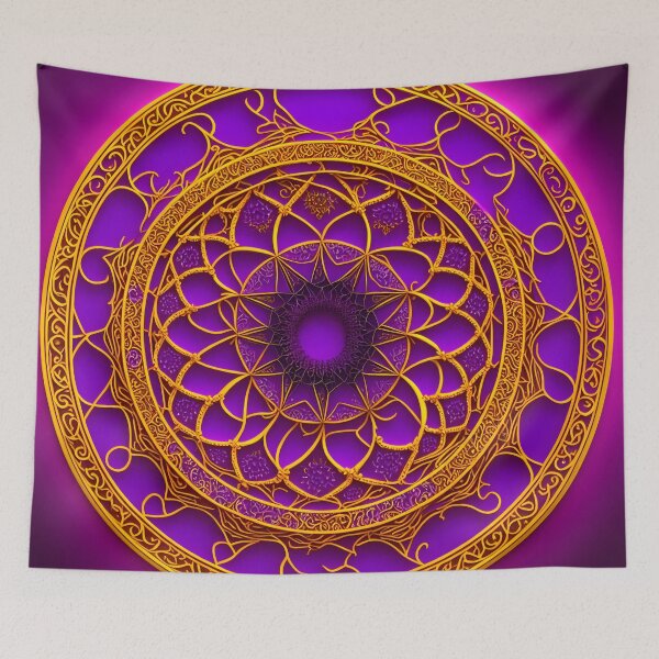 Item preview, Mandala Golden Flower Mandala Purple Pink- Mandalas designed and sold by internlvisions.