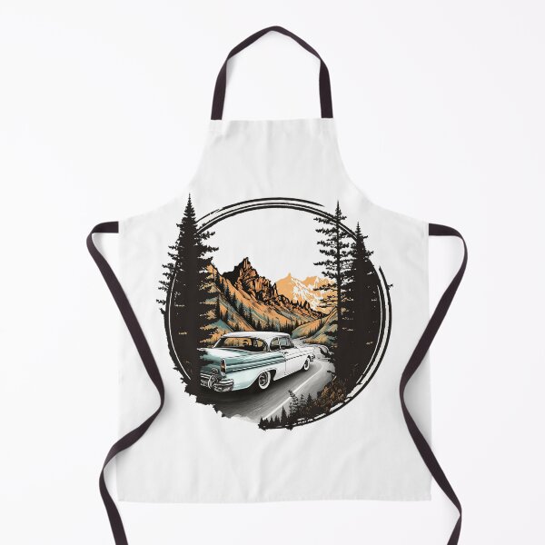 Item preview, Back view of a white classic car cruising along the winding mountain road designed and sold by Xiangster987.