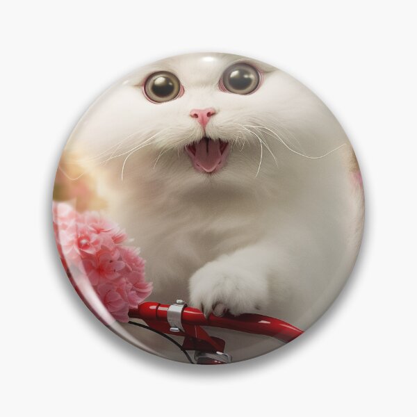 Artikelvorschau, Super cute little white kitten, big bright eyes with bicycle and flowers 3 entworfen und verkauft von jetaiart.