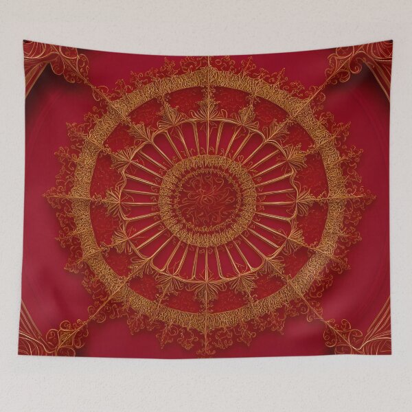 Item preview, Mandala Golden Wheel On Red Mandala Red - Mandalas designed and sold by internlvisions.