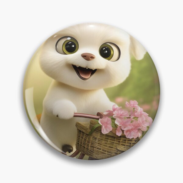 Artikelvorschau, Super cute little white Puppy, big bright eyes with bicycle and flowers 10 entworfen und verkauft von jetaiart.