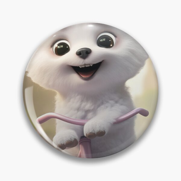 Artikelvorschau, Super cute little white Puppy, big bright eyes with bicycle and flowers 11 entworfen und verkauft von jetaiart.