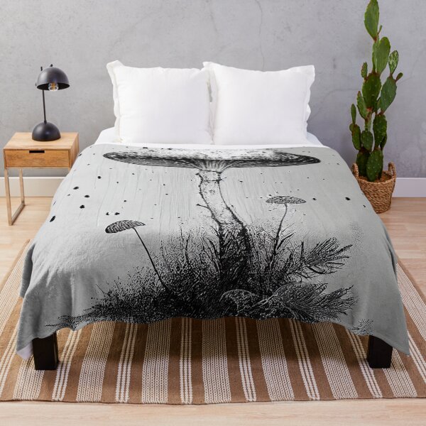 Item preview, Rustic Minimalist Mushroom Art Greyscale Grunge Print designed and sold by Abili-Tees.