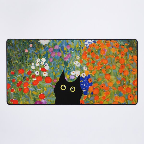 Black cat in garden, in a mosaic style - Classic Canvas