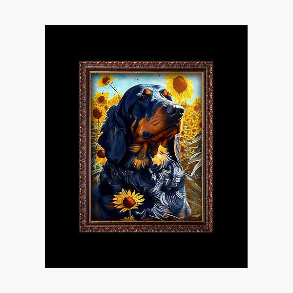Item preview, Gordon Setter Sunflower Painting Adorable Dog designed and sold by rafaeltto.