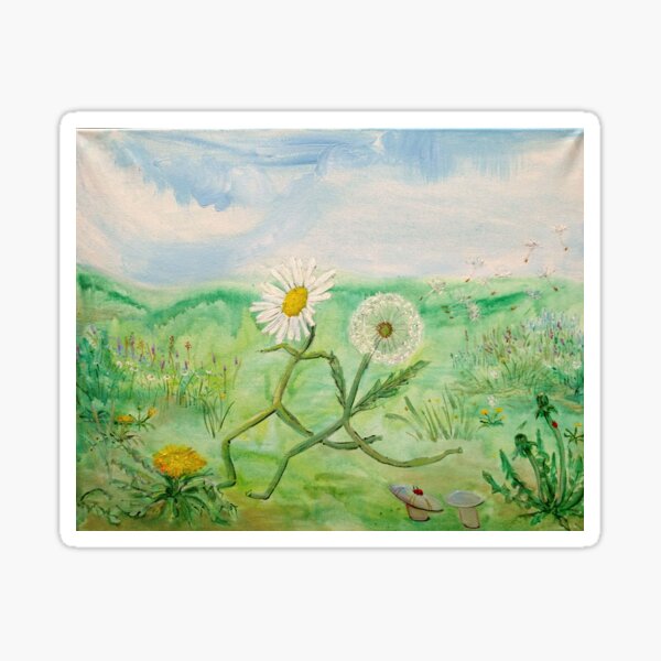 Daisy running hand in hand with Dannylion. Sticker