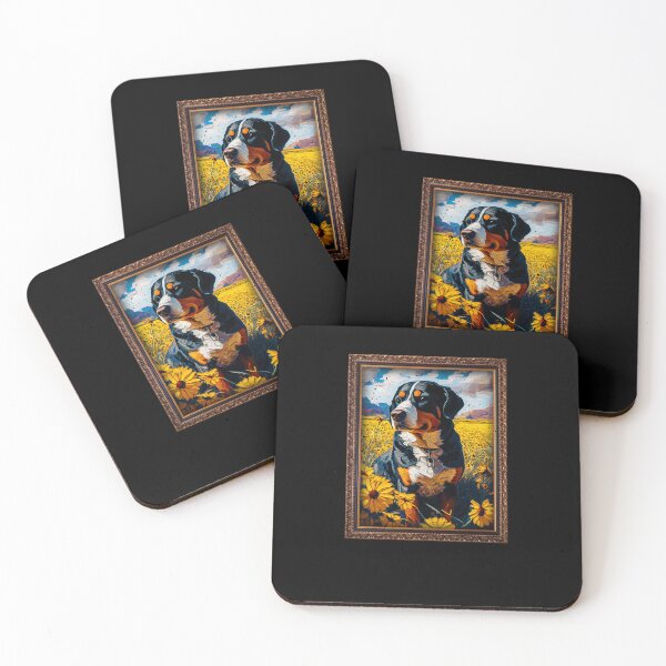 Item preview, Greater Swiss Mountain Sunflower Painting Adorable Dog designed and sold by rafaeltto.