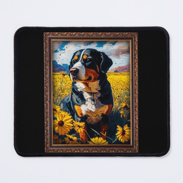 Item preview, Greater Swiss Mountain Sunflower Painting Adorable Dog designed and sold by rafaeltto.