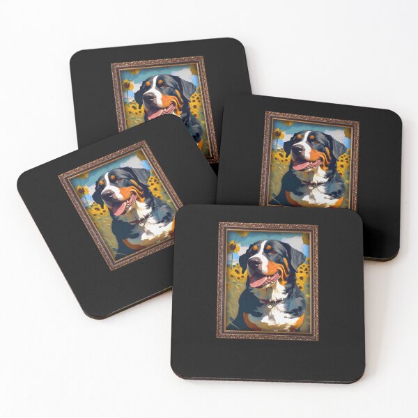Item preview, Greater Swiss Mountain Sunflower Painting Adorable Dog designed and sold by rafaeltto.