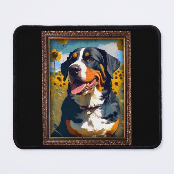 Item preview, Greater Swiss Mountain Sunflower Painting Adorable Dog designed and sold by rafaeltto.