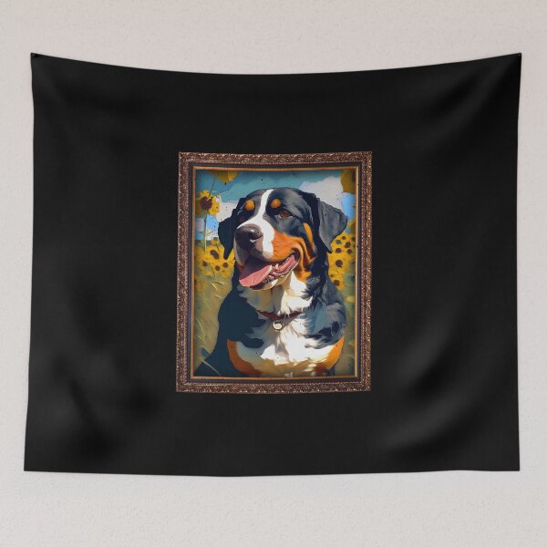Item preview, Greater Swiss Mountain Sunflower Painting Adorable Dog designed and sold by rafaeltto.