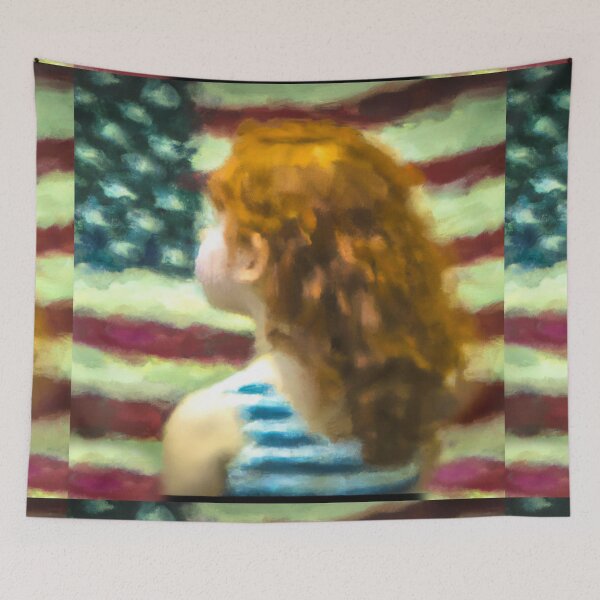 Item preview, Impressionist American Flag and Little Red Haired Girl is an  designed and sold by CristalleLisa.