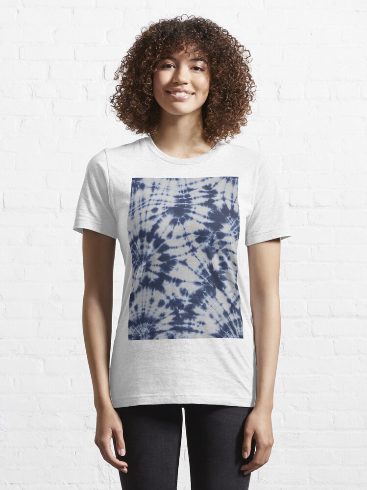 Blue Indigo Tie Dye Kumo Shibori Pattern | Essential T-Shirt