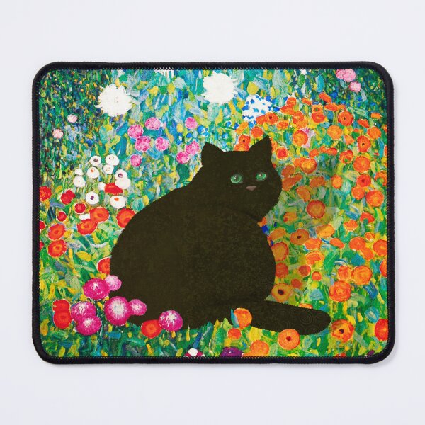 Item preview, Gustav Klimt Cat ,Klimt Garden Cat , Funny Cat mom gift, Black Cat Art designed and sold by RaspberryEM.