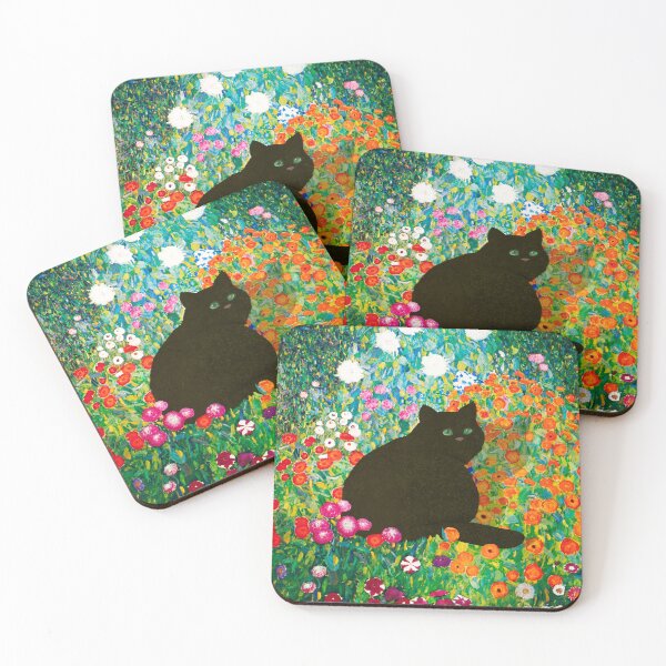 Item preview, Gustav Klimt Cat ,Klimt Garden Cat , Funny Cat mom gift, Black Cat Art designed and sold by RaspberryEM.