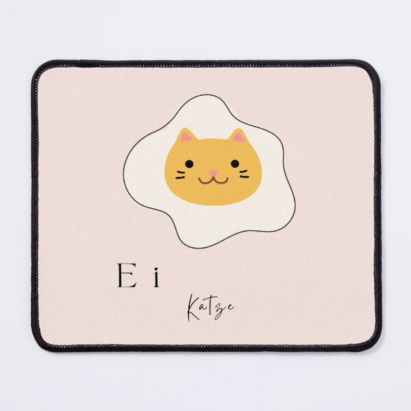 Item preview, "Katze im Ei" with Illustration of White Egg and Cat's Face as the Yolk on Pink Background designed and sold by RM-Journey.