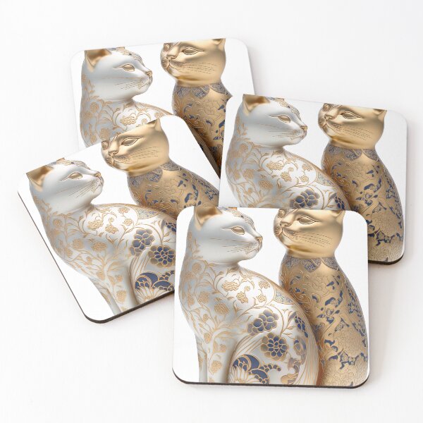 Item preview, Couple cat statue imari China material photo isolated objects 1 designed and sold by jetaiart.