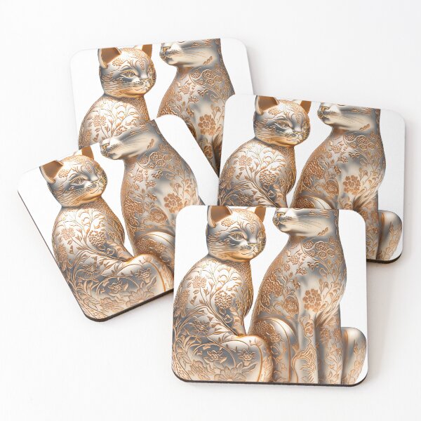 Item preview, Couple cat statue imari China material photo isolated objects 2 designed and sold by jetaiart.