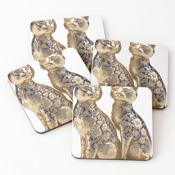 Item preview, Couple cat statue imari China material photo isolated objects 5 designed and sold by jetaiart.