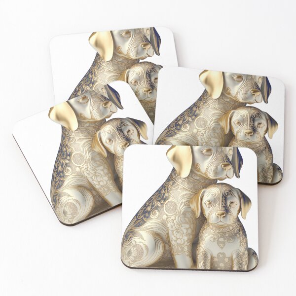 Item preview, Couple dog / puppy statue imari China material photo isolated objects 2 designed and sold by jetaiart.