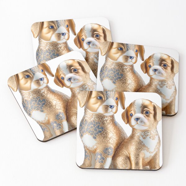 Item preview, Couple dog / puppy statue imari China material photo isolated objects 5 designed and sold by jetaiart.