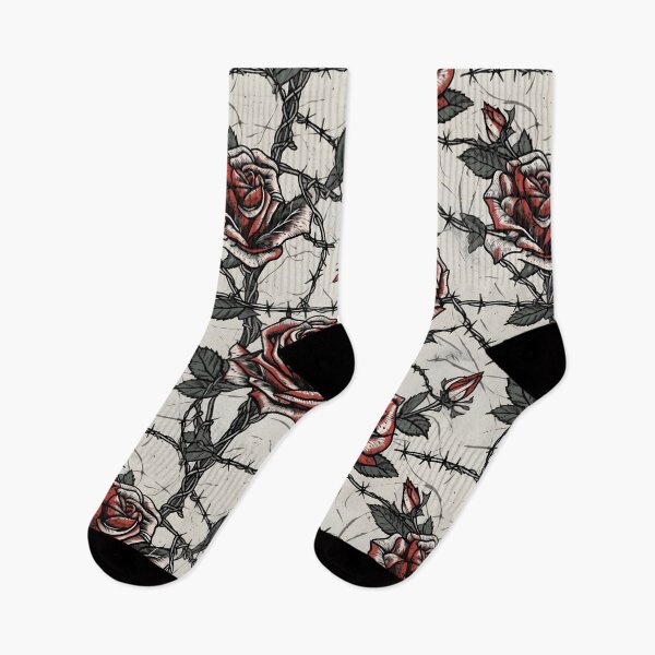 Item preview, Barbed wire with roses pattern designed and sold by Kenneth Heiss.