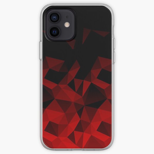 Abstract polygonal pattern .Red, black triangles. iPhone Soft Case