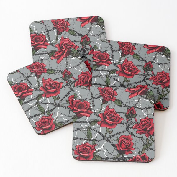 Item preview, Barbed wire with roses pattern designed and sold by Kenneth Heiss.