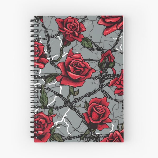 Item preview, Barbed wire with roses pattern designed and sold by Kenneth Heiss.