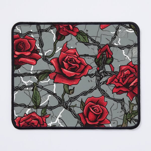 Item preview, Barbed wire with roses pattern designed and sold by Kenneth Heiss.
