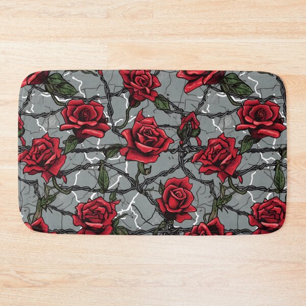 Item preview, Barbed wire with roses pattern designed and sold by Kenneth Heiss.